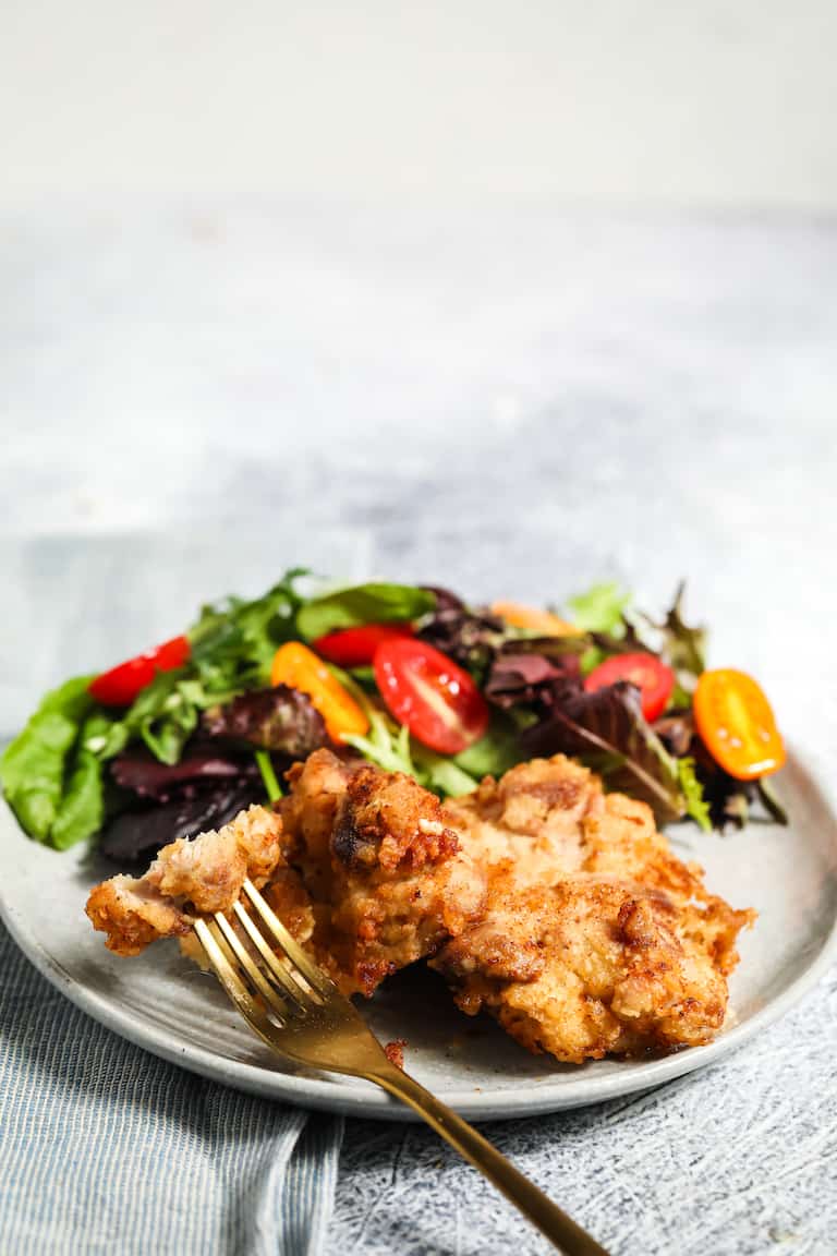 a plate of air fryer fried chicken
