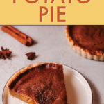 A SLICE OF PIE ON A WHITE PLATE