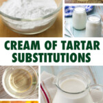 A Collage of images of ingredients that can be used to substitute for cream of tartar in recipes