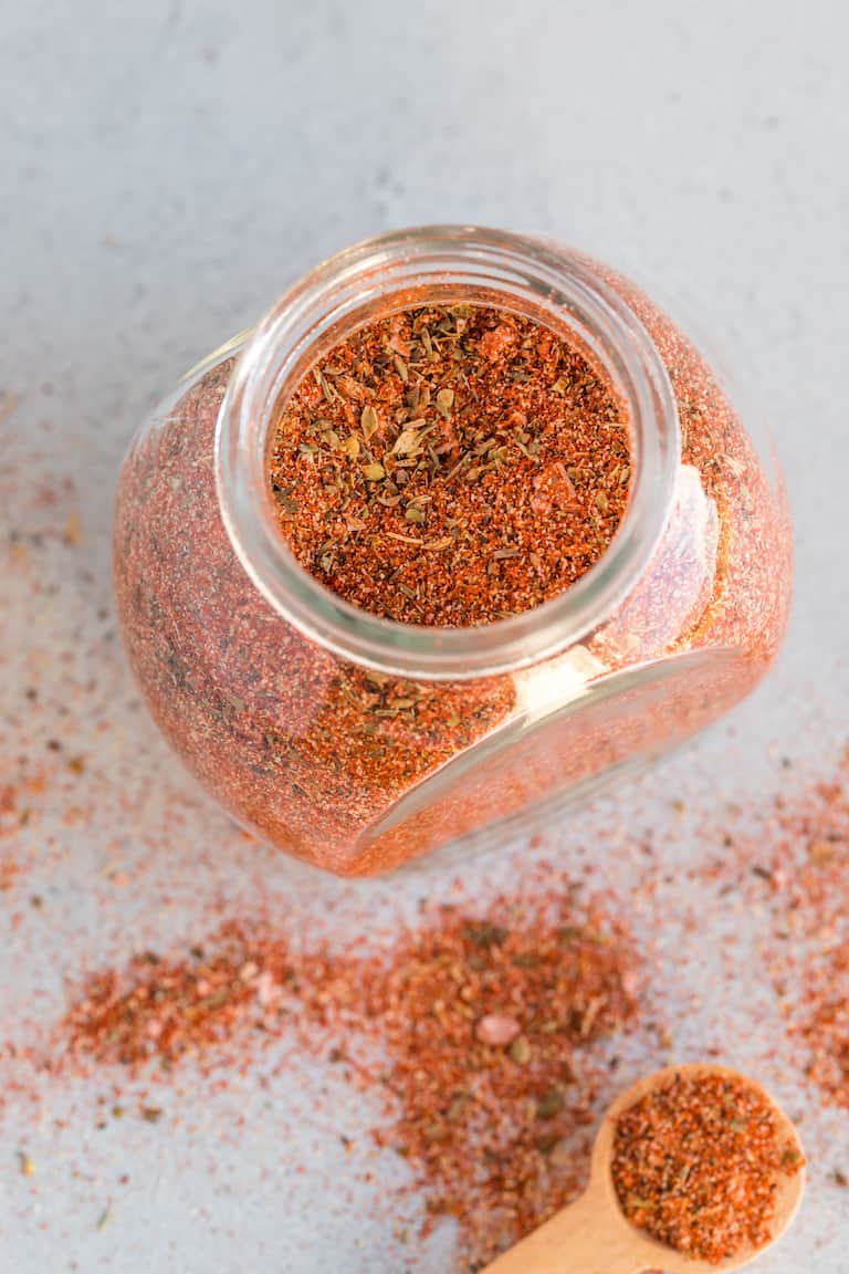 storage jar filled with creole seasoning mix