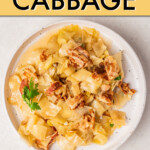 slow cooked cabbage and bacon on a plate