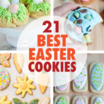 A collage of images of Easter cookies