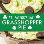 Two images of grasshopper pie from different angles