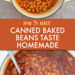 two images of baked beans