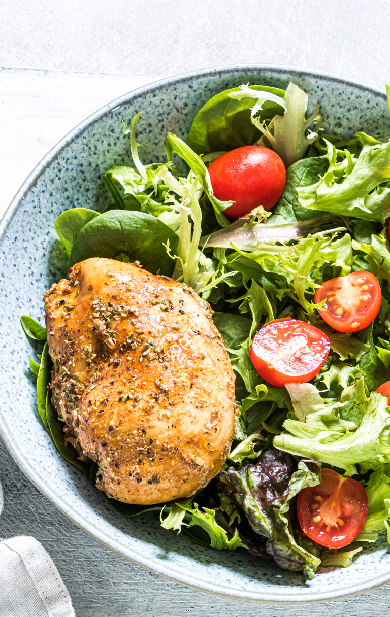 Instant pot chicken breast on a salad