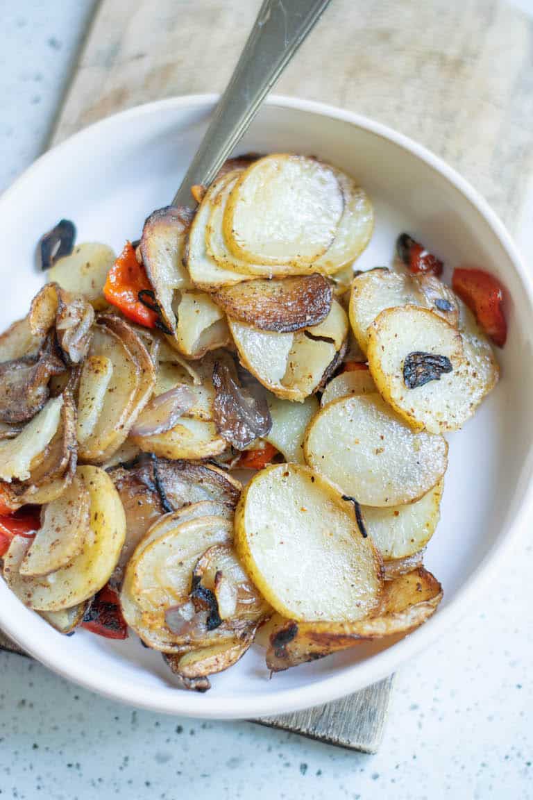 the finished smothered potatoes recipe