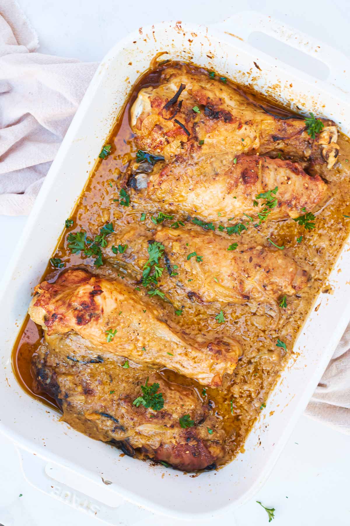 top down view of the finished smothered turkey wings recipe