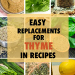 A collage of images of ingredients that can be used as substitutions for thyme.